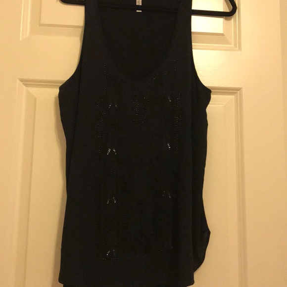 NWOT Black top with beaded/ sequin accents - Picture 3 of 4